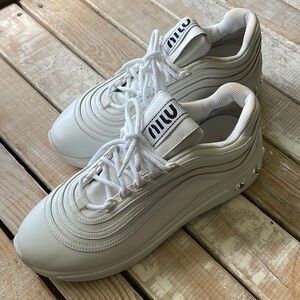 Miu Miu White rare embellished gem fashion sneakers, sz 42 made in Italy